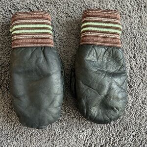 Striped Black and Brown Kids Mittens